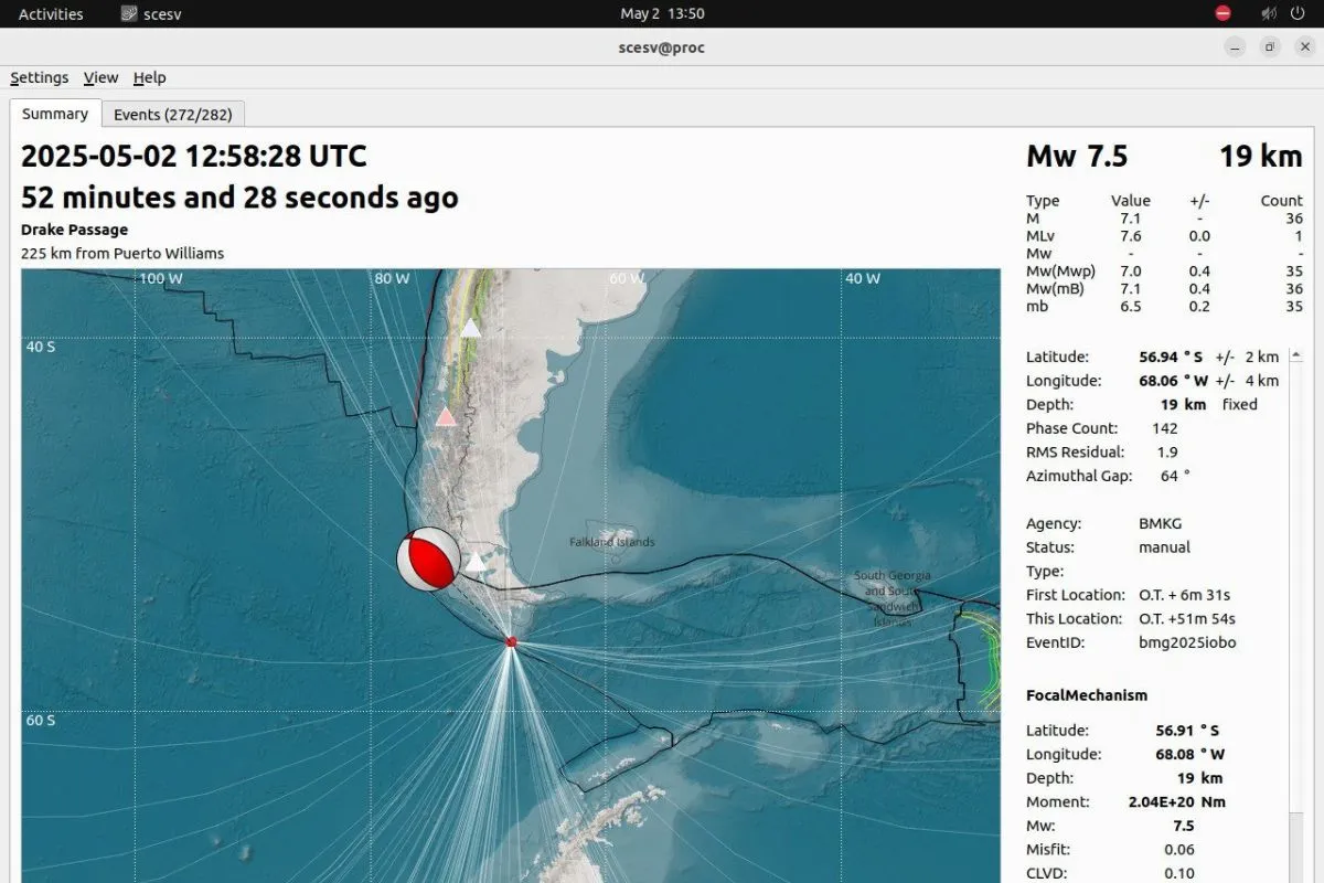 Peringatan Tsunami Dikeluarkan Dan Kemudian Dicabut Setelah Terjadi Gempa Bumi Magnitudo 7,4 Guncang Wilayah Selatan Argentina Dan Chile