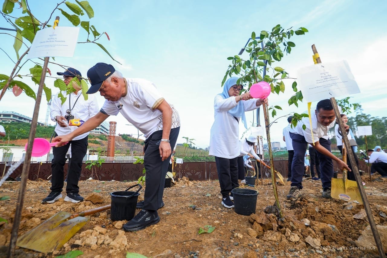 Wujud Nyata Komitmen Membangun Kota Hutan Keluarga Besar Otorita IKN Lakukan Penanaman Pohon Bersama