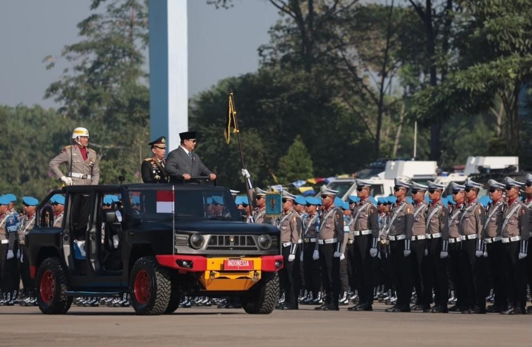 Presiden Prabowo Memimpin Upacara Peringatan Ke-80 Hari Bhayangkara Di Lapangan Satuan Latihan Korbrimob, Bogor