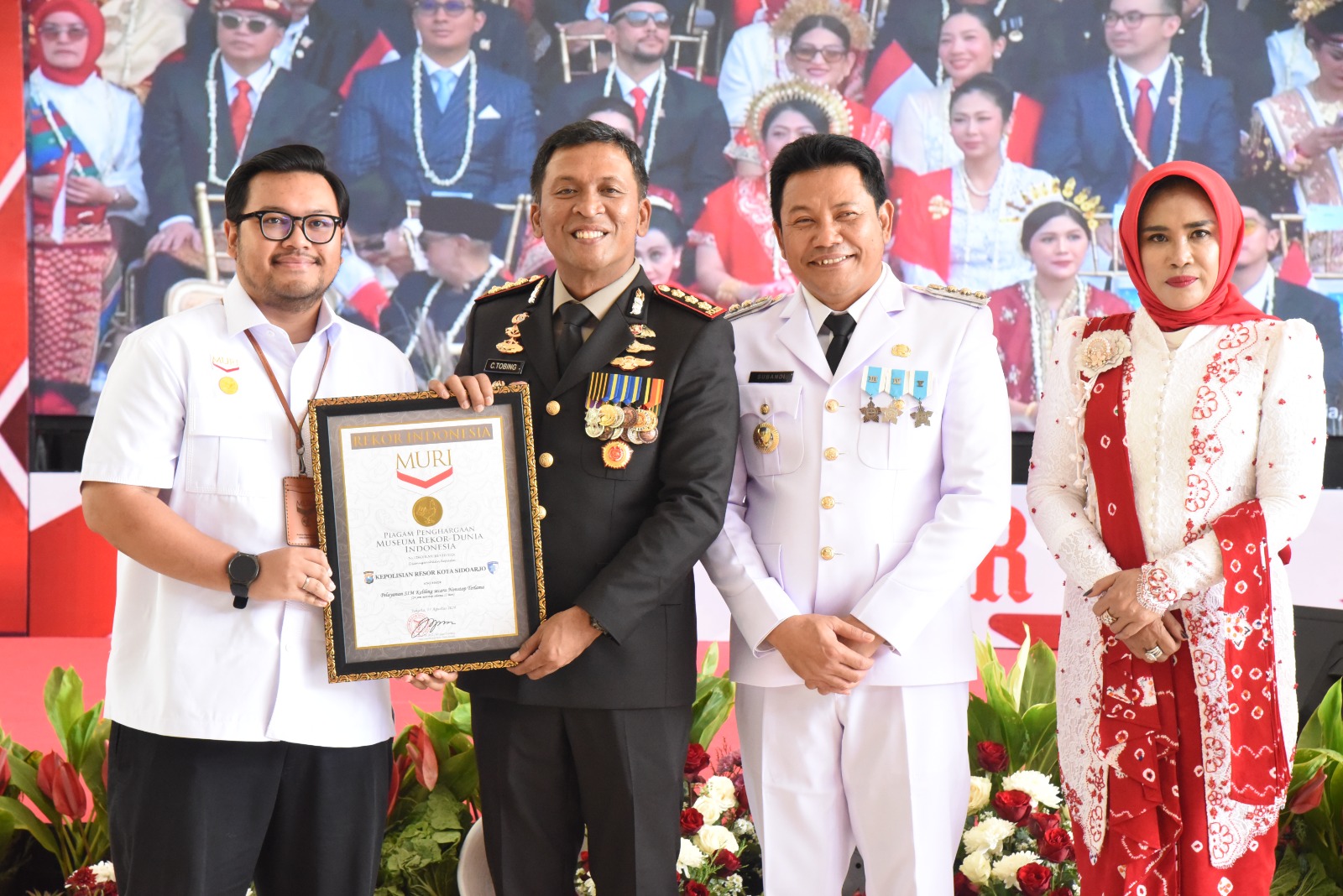 HUT Ke-81 RI Berlangsung Khidmat: Bupati H. Subandi Serahkan Remisi Warga Binaan Dan Penghargaan MURI Untuk Polresta Sidoarjo